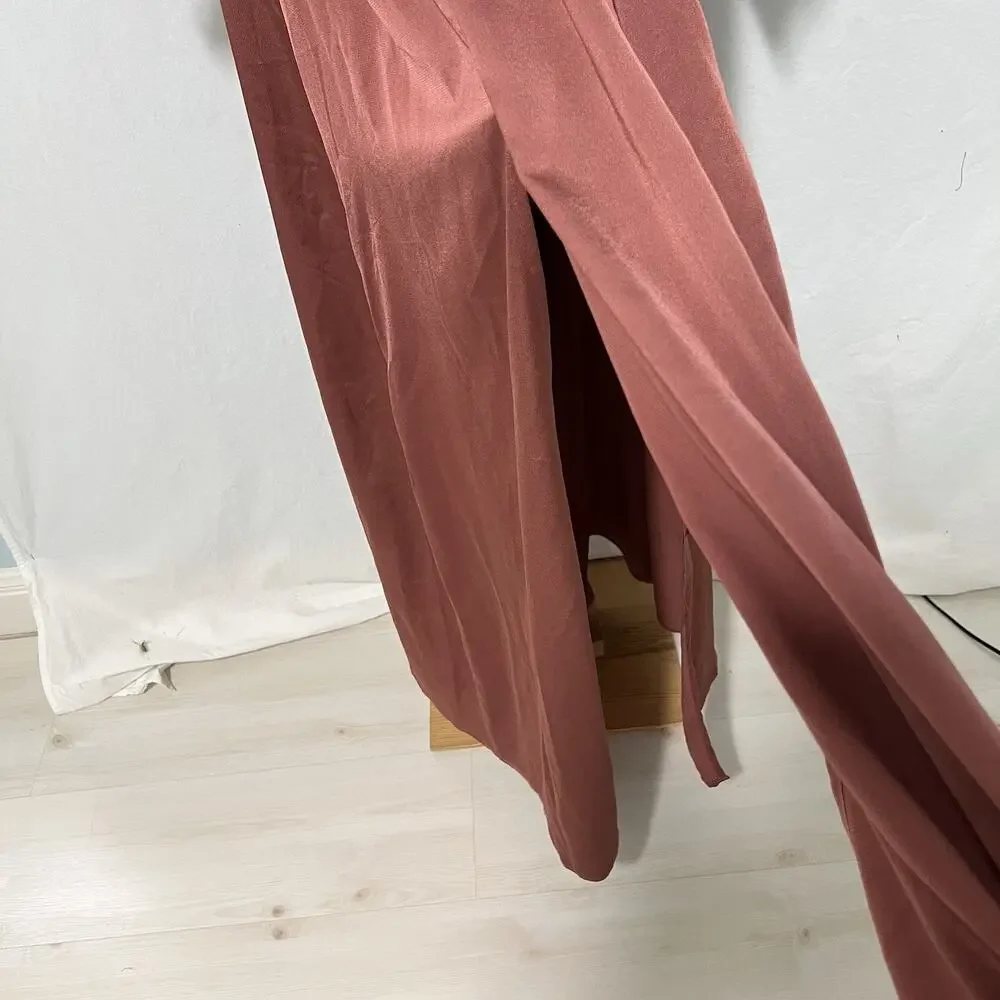 Baltic Born Maxi Dress Size Large Rust Tie Waist Long Sleeve Formal Gown - Picture 5 of 14